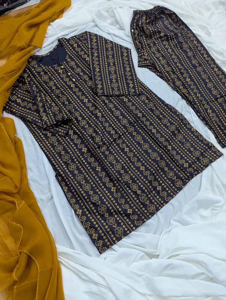 Chunri Navy Blue 3PC Suit