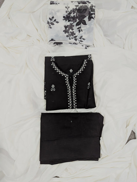 BLACK 3 PC EMBROIDERY