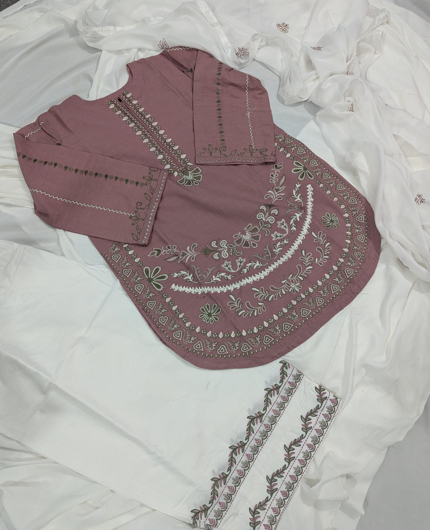 COFFEE DRESS 3 PC EMBROIDERY