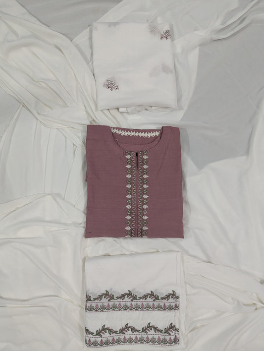 COFFEE DRESS 3 PC EMBROIDERY
