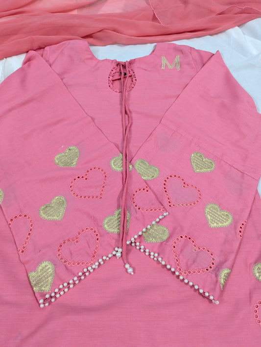 Pink Heart 3 PC EMBROIDERY